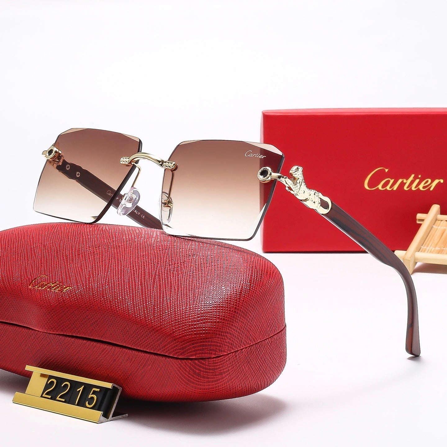 5 Colors frameless leopard head  Sunglasses 2215