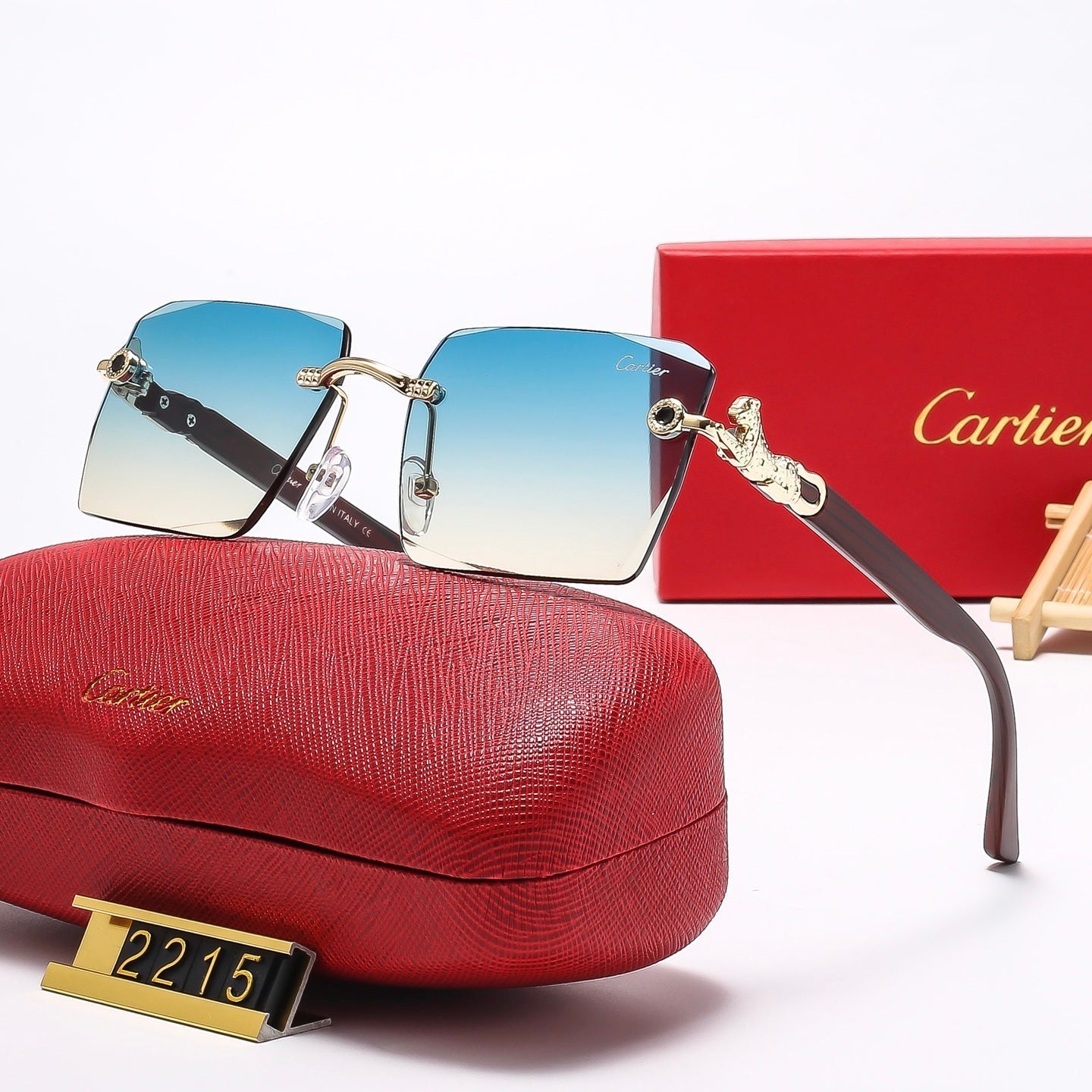 5 Colors frameless leopard head  Sunglasses 2215